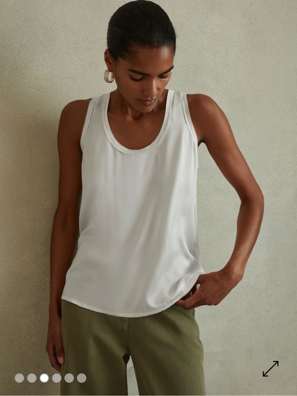 Reiss Silk-Front Tank in White - Picture 2 of 6
